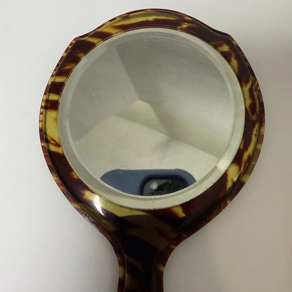 Antique Victorian Faux Tortoise‎ Shell Celluloid Handled Mirror Brush Vanity 8